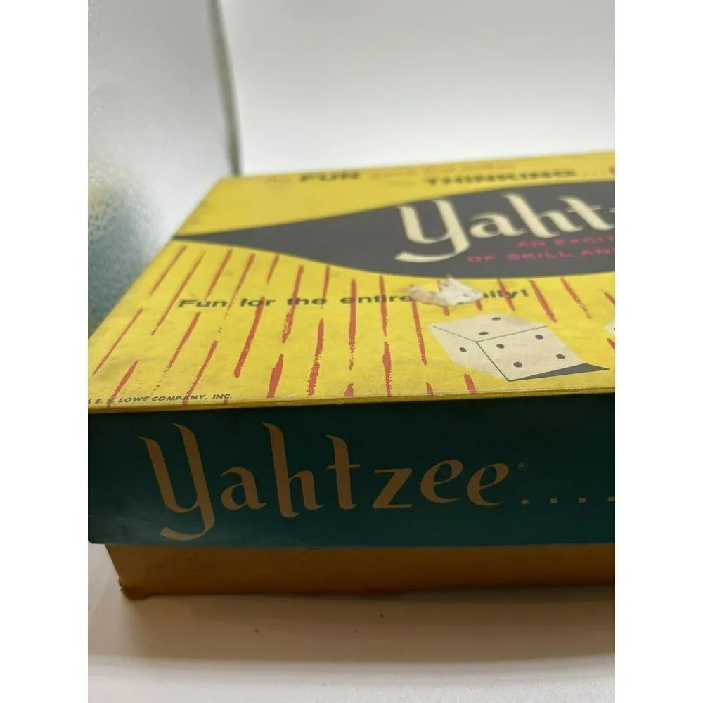 Vintage 1956 Lowe Yahtzee Board Game Dice Family Vintage Condition as is